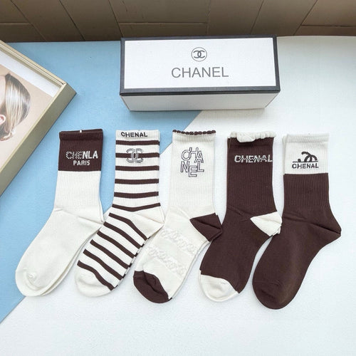 CHANEL CREW SOCKS 409656 ( 1 BOX )